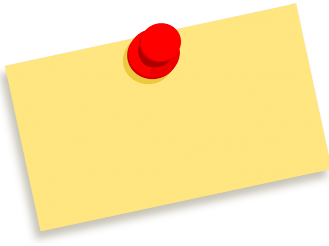 Yellow Post It Notewith Red Push Pin PNG image