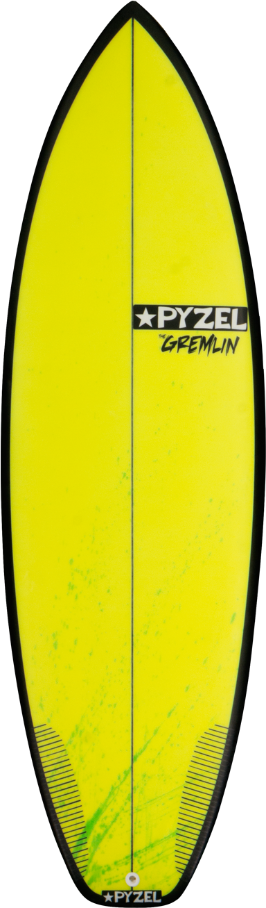 Yellow Pyzel Gremlin Surfboard PNG image