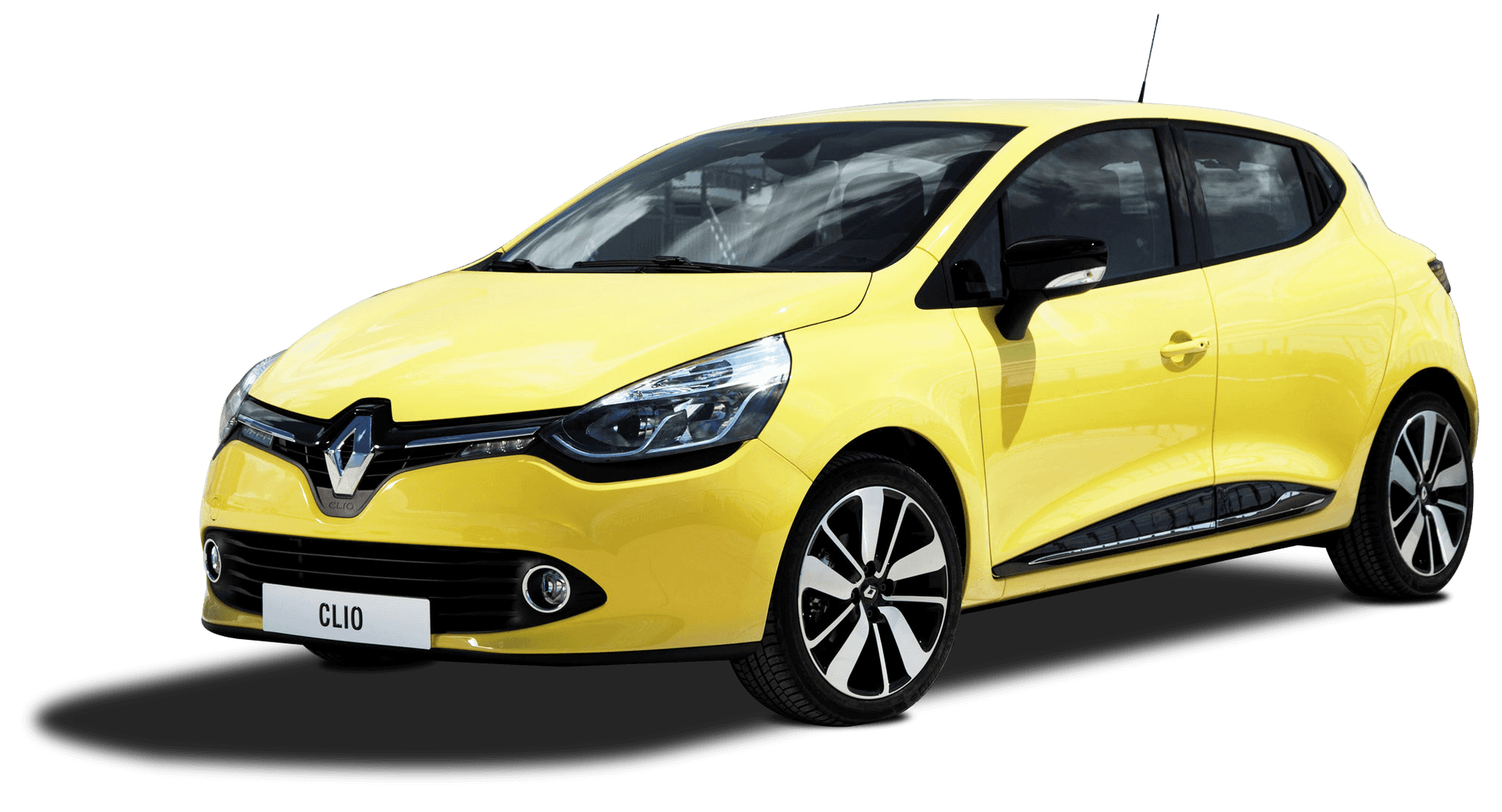 Yellow Renault Clio Side View PNG image