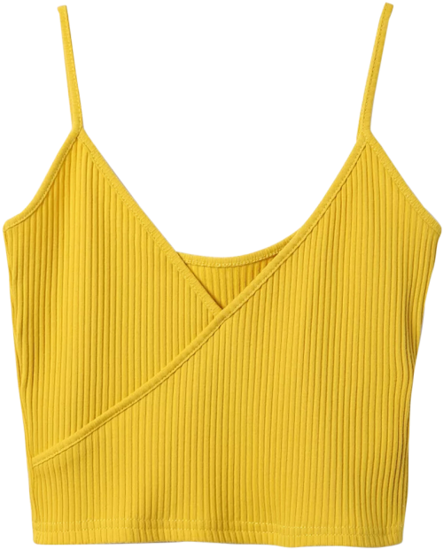 Yellow Ribbed Crop Top PNG image