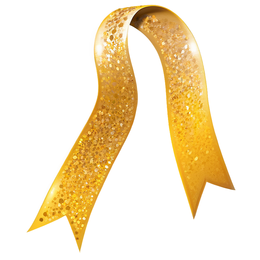 Yellow Ribbon With Glitter Png 98 PNG image