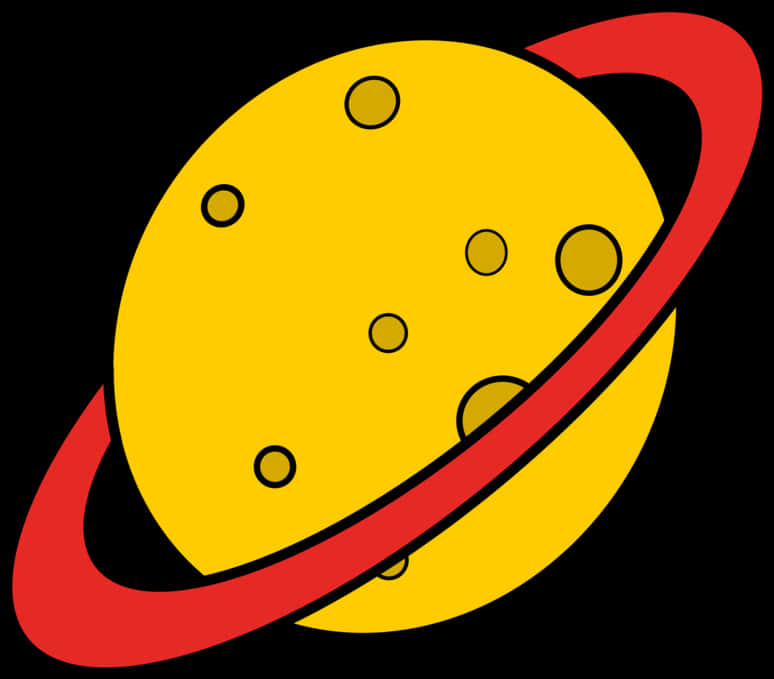 Yellow Ringed Planet Illustration PNG image