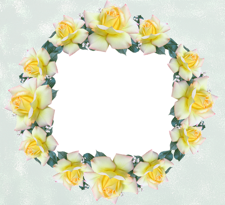 Yellow Rose Wreath Frame PNG image
