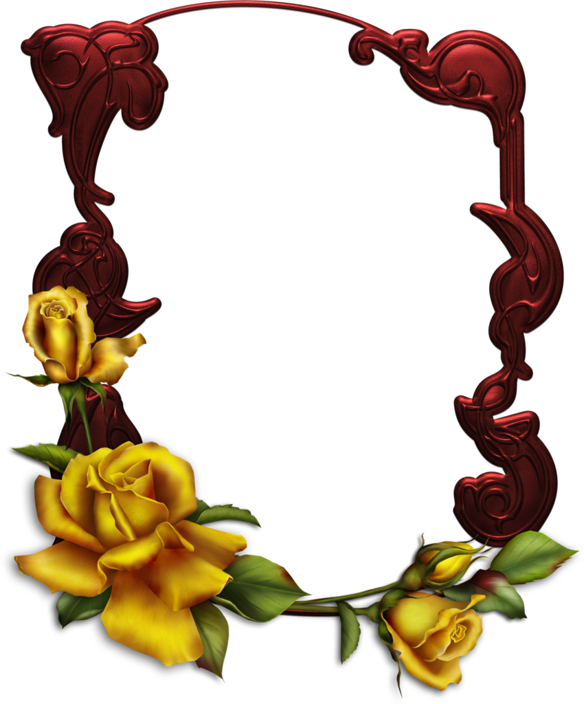 Yellow Roses Decorative Frame PNG image