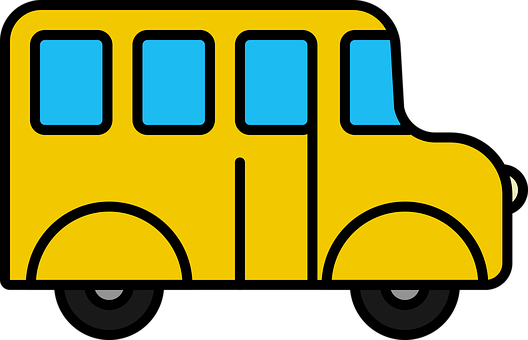 Yellow School Bus Cartoon Illustration PNG image