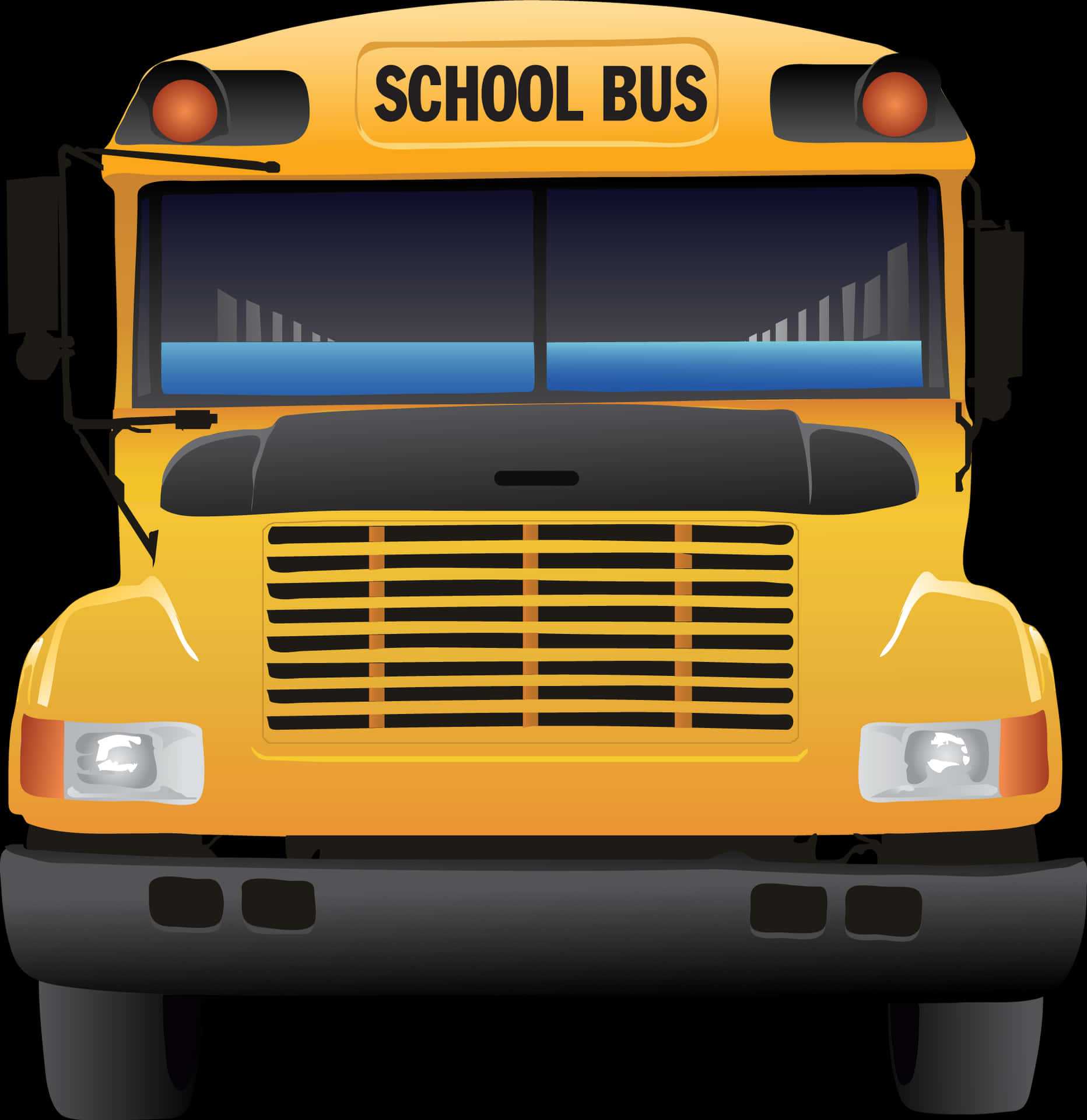 Yellow School Bus Front View PNG image