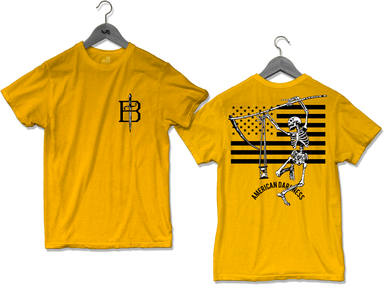 Yellow Skeleton Archer Shirt Design PNG image