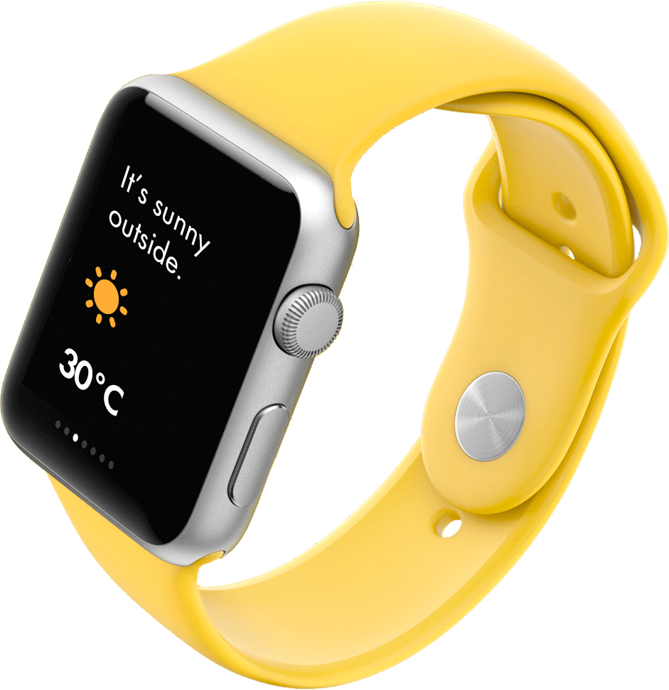 Yellow Smartwatch Weather Display PNG image