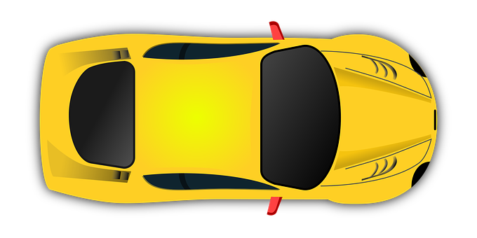 Yellow Sports Car Top View PNG image