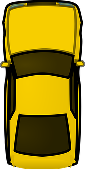 Yellow Sports Car Top View Illustration PNG image