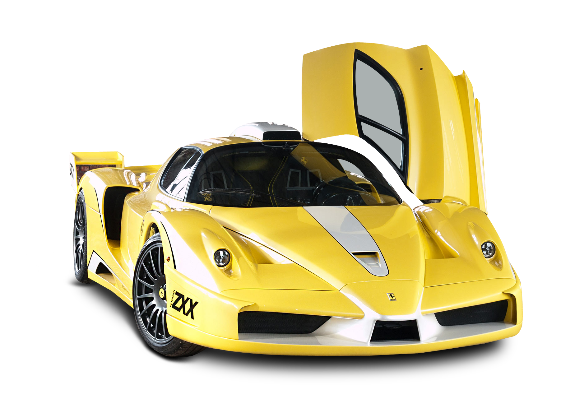 Yellow Sports Carwith Open Doors PNG image
