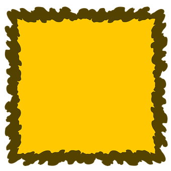 Yellow Squarewith Brown Scalloped Border PNG image