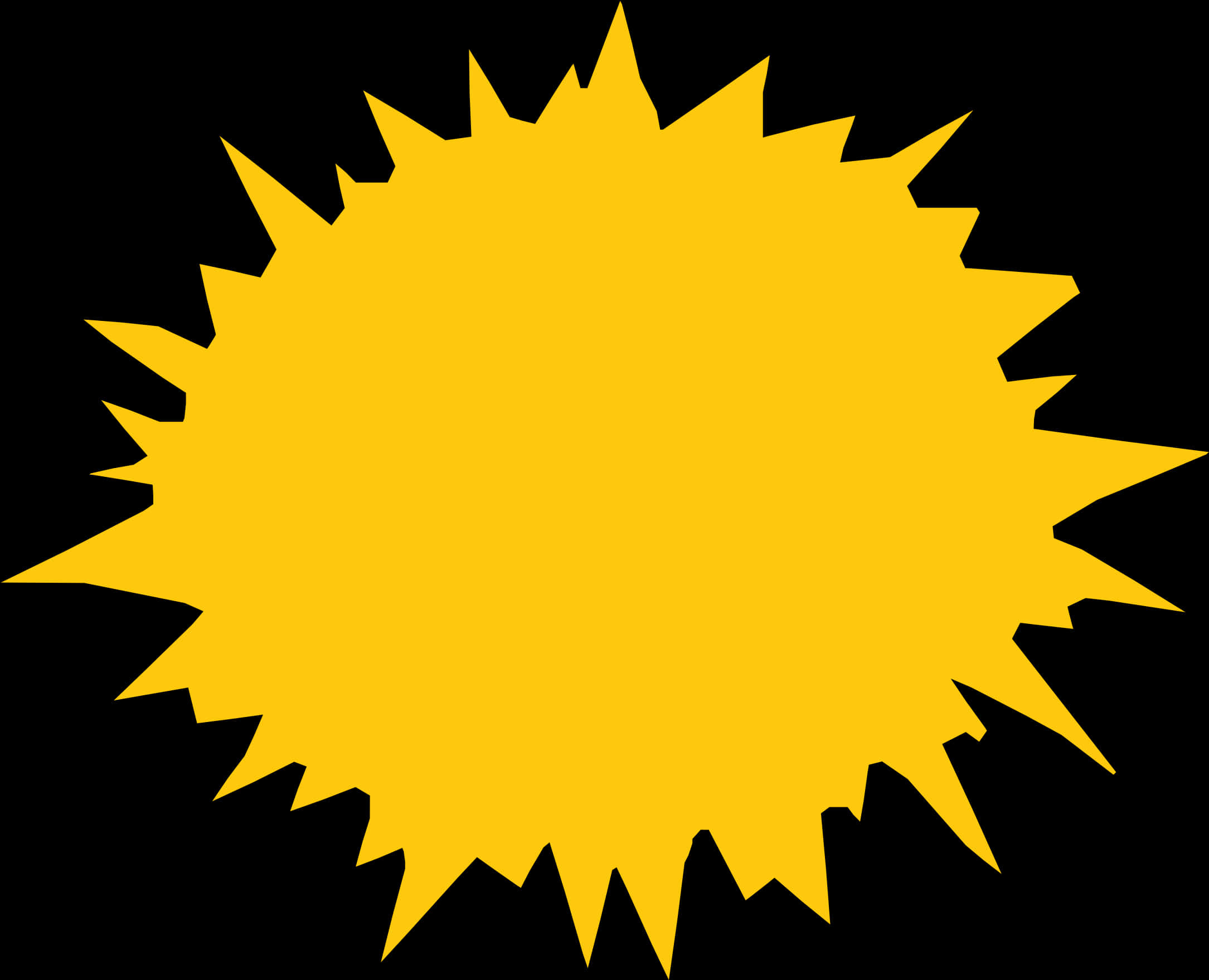 Yellow Starburst Graphicon Black Background PNG image