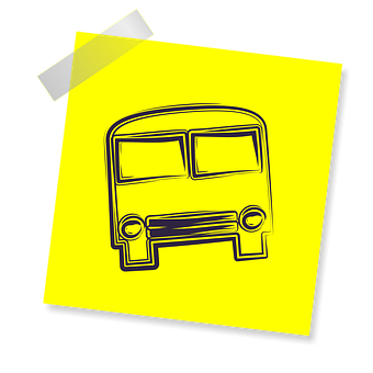 Yellow Sticky Note Bus Doodle PNG image