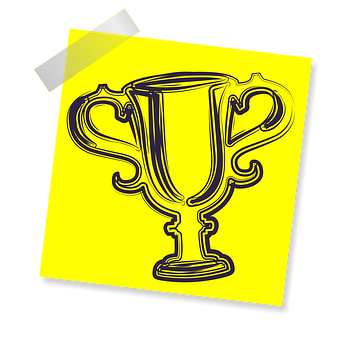 Yellow Sticky Note Trophy Drawing PNG image