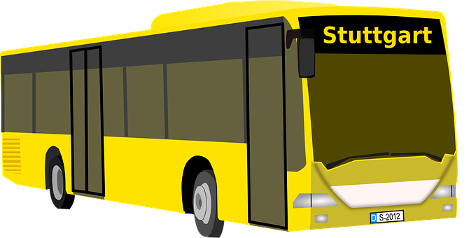 Yellow Stuttgart City Bus Vector PNG image