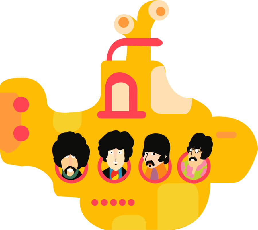 Yellow Submarine Beatles Cartoon PNG image