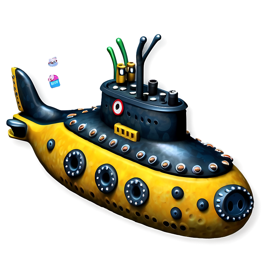 Yellow Submarine With Marine Life Png 06292024 PNG image