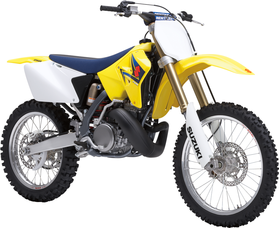 Yellow Suzuki Dirt Bike Isolated PNG image