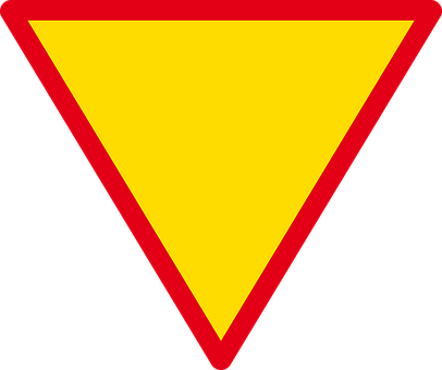 Yellow Triangle Road Sign PNG image
