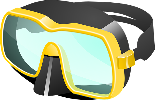 Yellow Trimmed Diving Mask Illustration PNG image