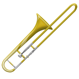 Yellow Trombone Black Background PNG image