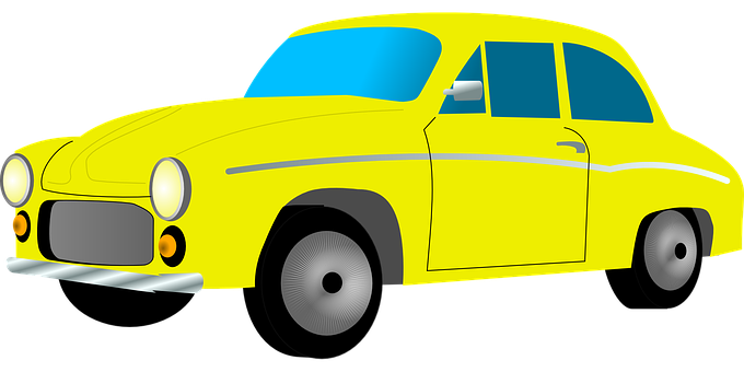Yellow Vintage Car Illustration PNG image