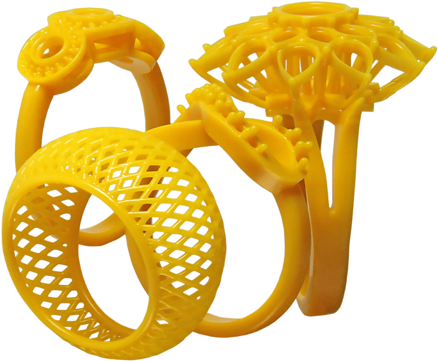 Yellow3 D Printed Rings PNG image