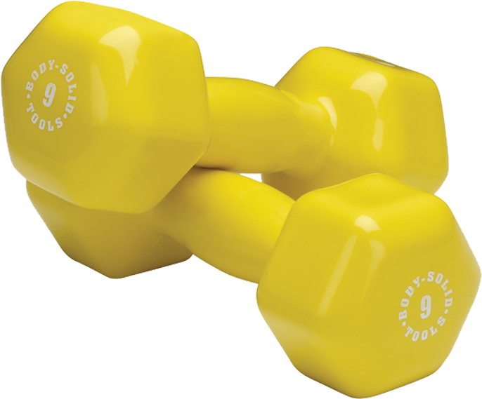 Yellow9lb Dumbbells Fitness Equipment PNG image