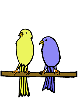 Yellowand Blue Birds Illustration PNG image