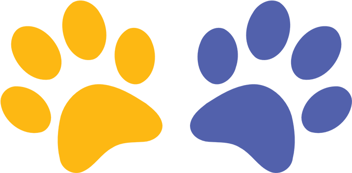 Yellowand Blue Paw Prints PNG image