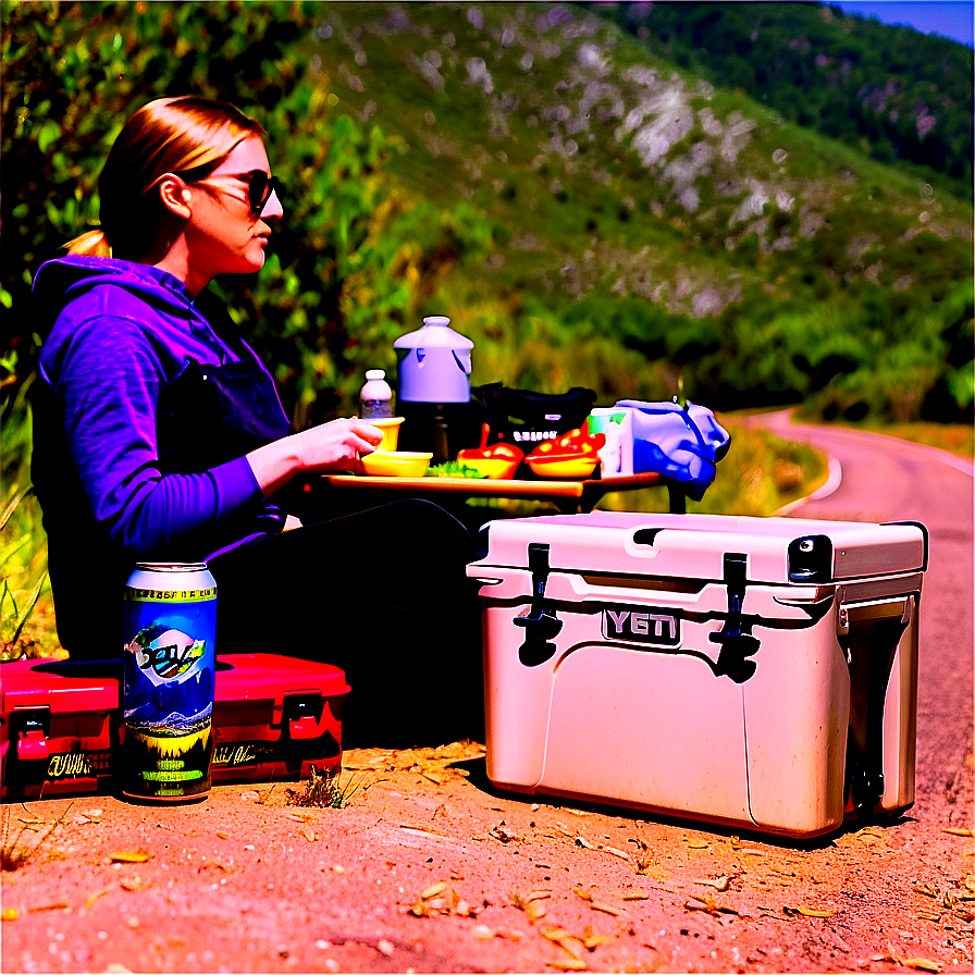 Yeti Cooler On Road Trip Png 06282024 PNG image