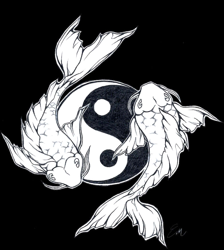 Yin Yang Koi Fish Artwork PNG image