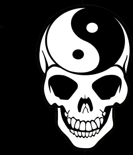 Yin Yang Skull Graphic PNG image