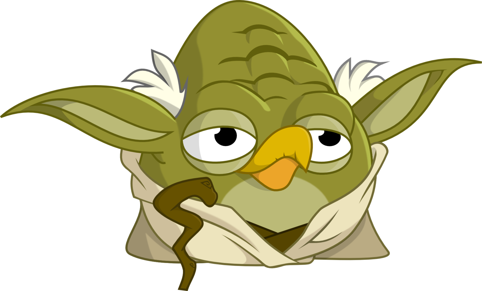 Yoda Cartoon Contemplative Pose PNG image