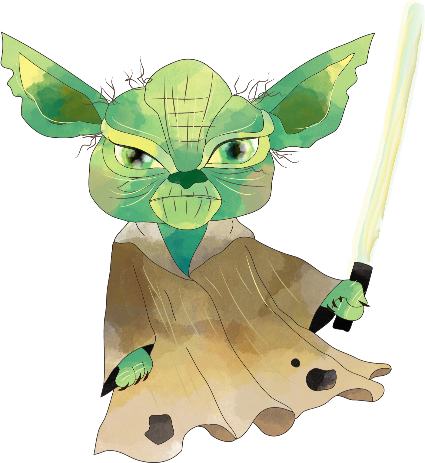 Yoda_with_ Lightsaber_ Illustration.png PNG image