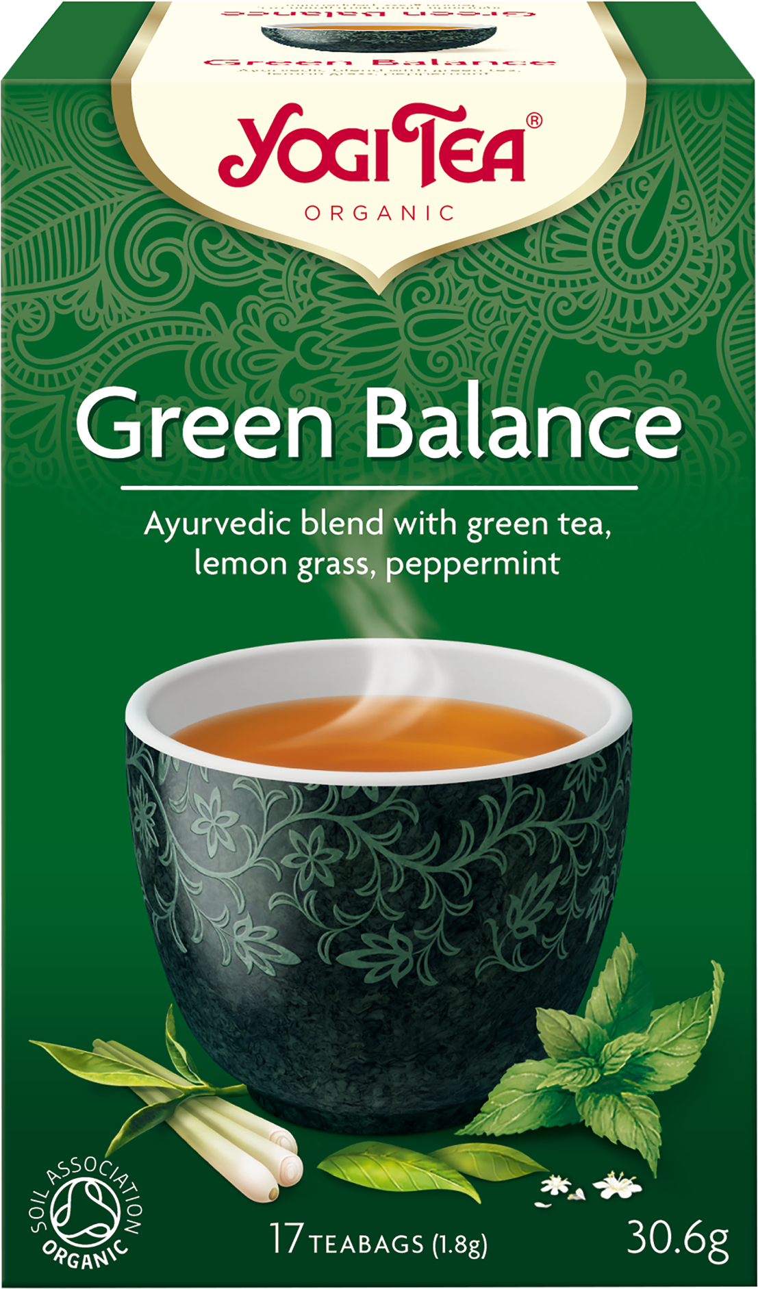 Yogi Green Balance Tea Package PNG image