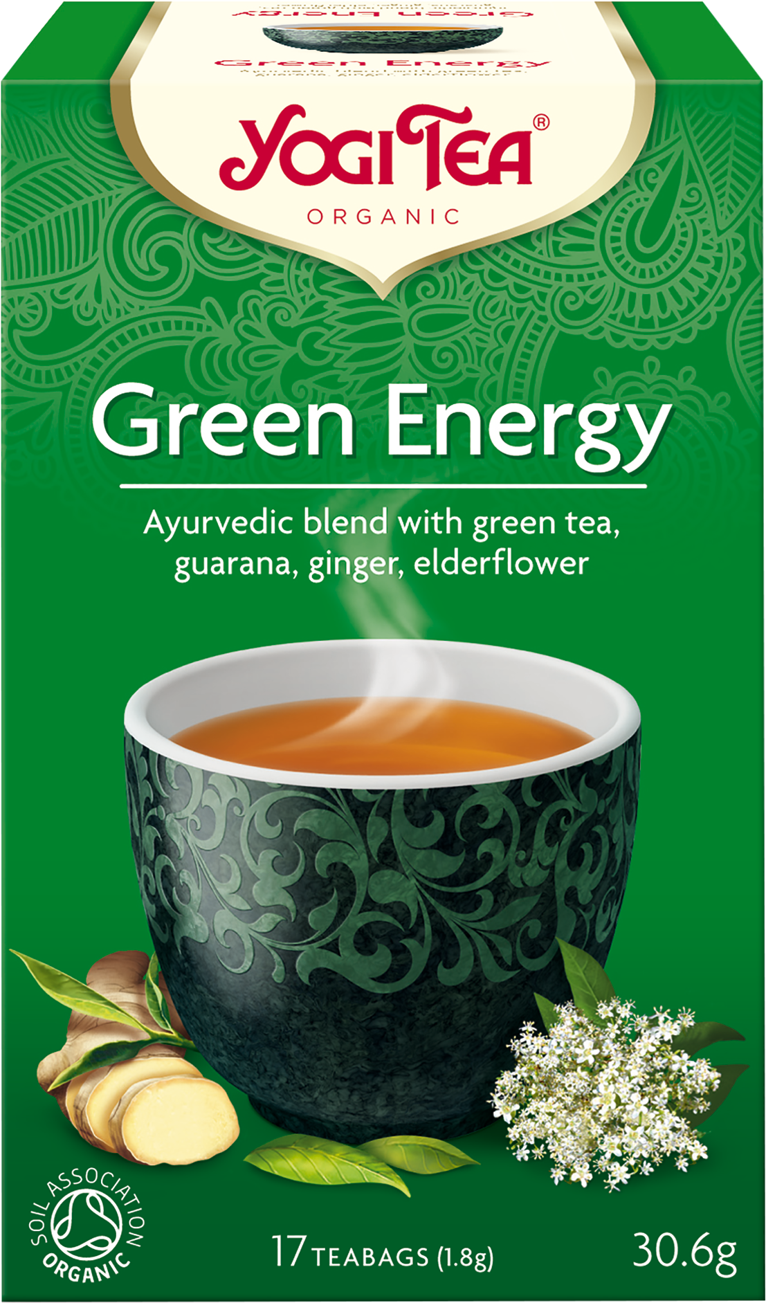 Yogi Green Energy Tea Organic Packaging PNG image