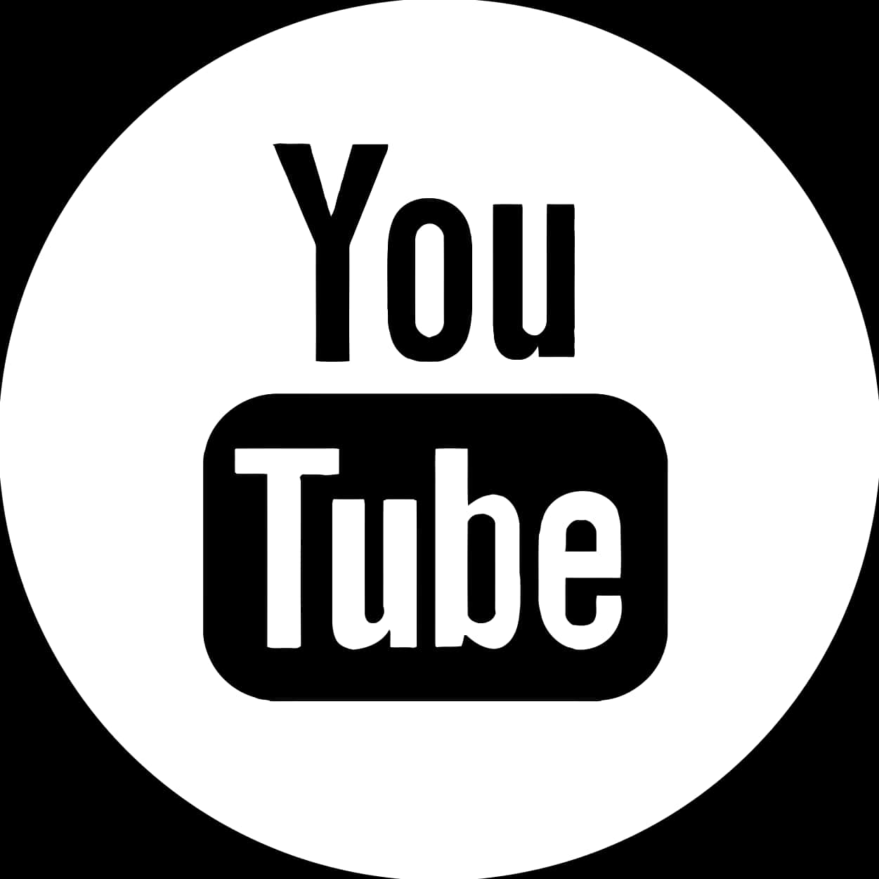 You Tube Blackand White Logo PNG image