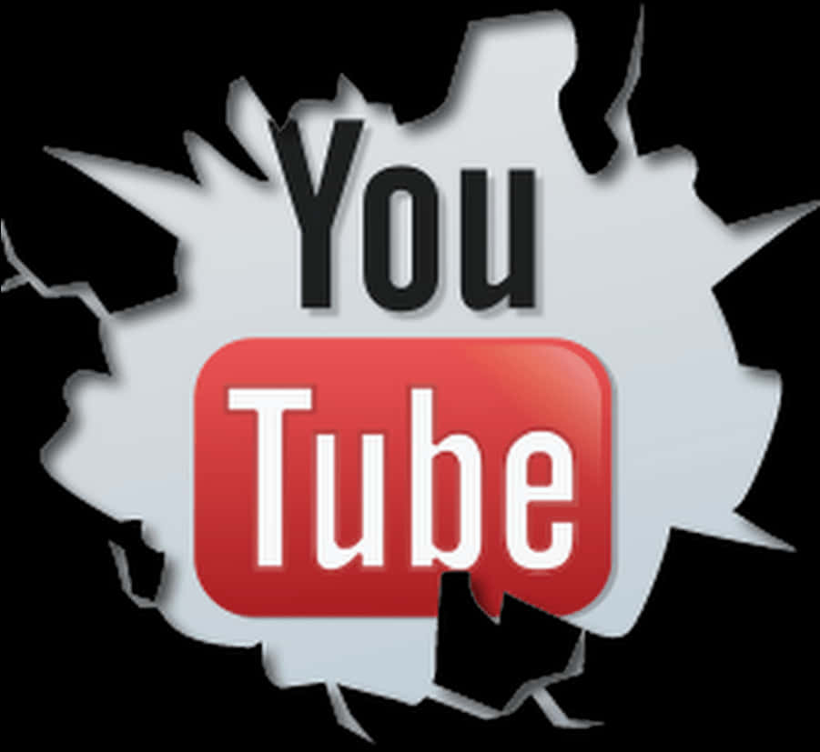 You Tube Logo Breaking Through Wall PNG image