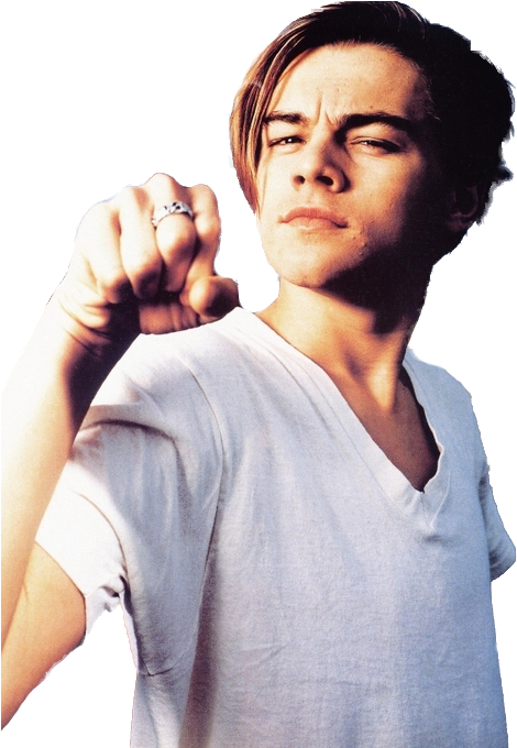 Young Actor Pointing Finger Casual Pose PNG image