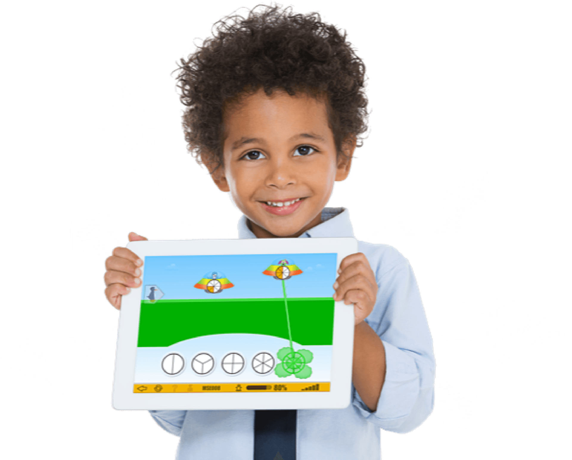 Young Boy Learning Math Interactive Game PNG image