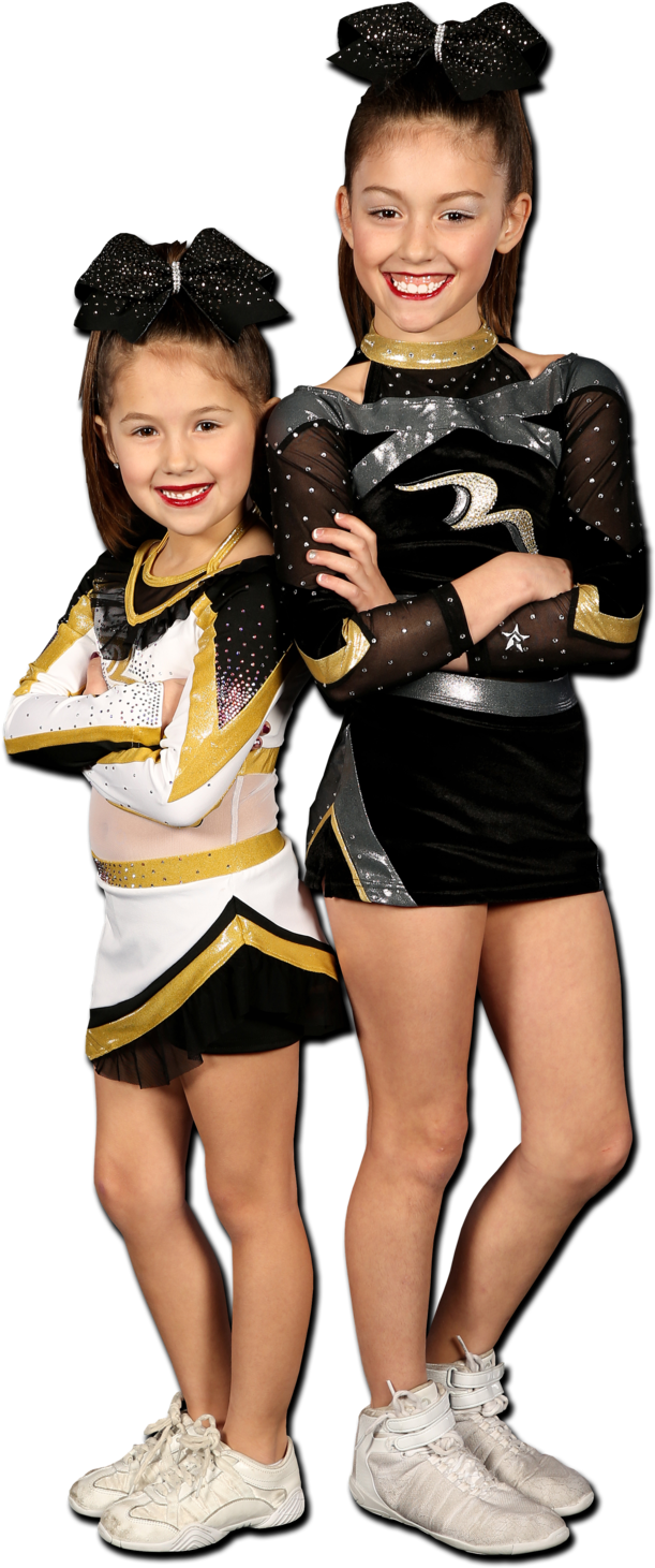 Young Cheerleaders Posing Smiling PNG image