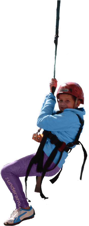 Young Climber Rappelling Down PNG image