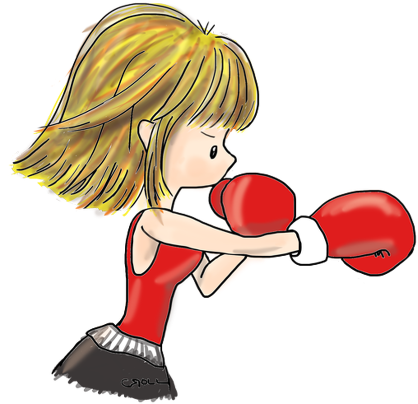 Young Girl Boxing Cartoon PNG image