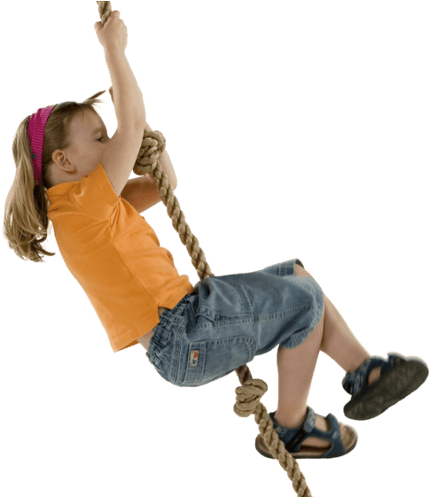 Young Girl Climbing Rope Adventure PNG image