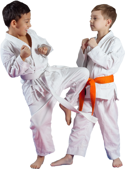 Young Karate Kids Training PNG image