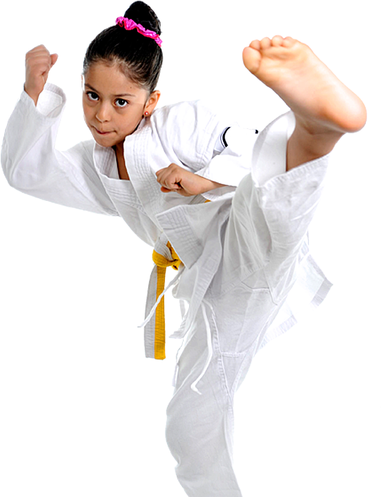 Young Karate Student Performing Kick PNG image