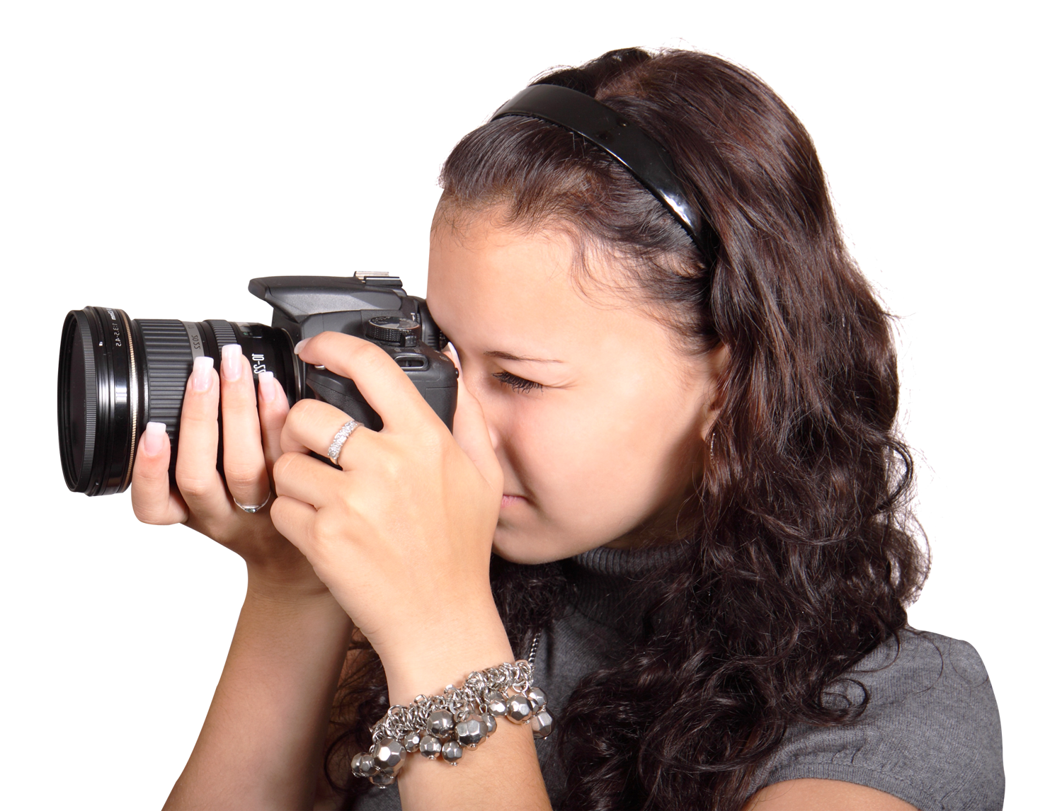 Young Photographerin Action PNG image