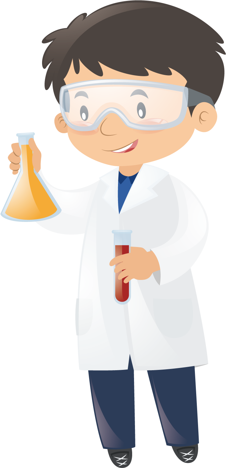 Young Scientist Holding Flasks PNG image